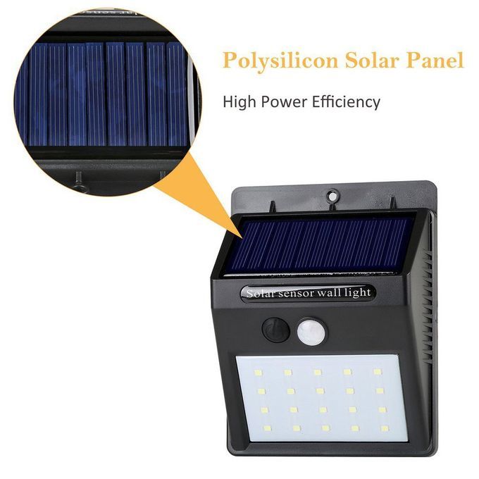 MT 2pcs/set 20   Solar Lights Motion Sensor Wall Light Outdoor Garden Yard  -black