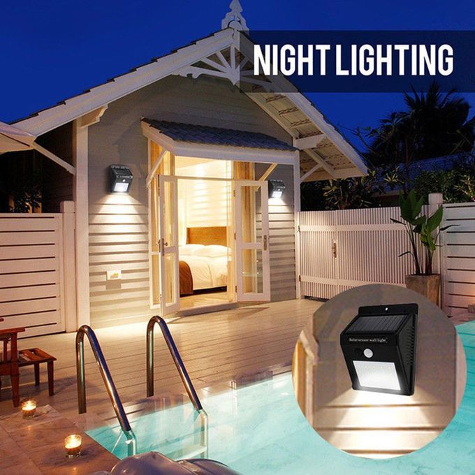 MT 2pcs/set 20   Solar Lights Motion Sensor Wall Light Outdoor Garden Yard  -black