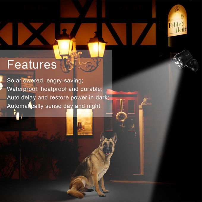 OUTAD 5LED 350Lm Solar PIR Motion Sensor Light Weatherproof Battery Powered Black