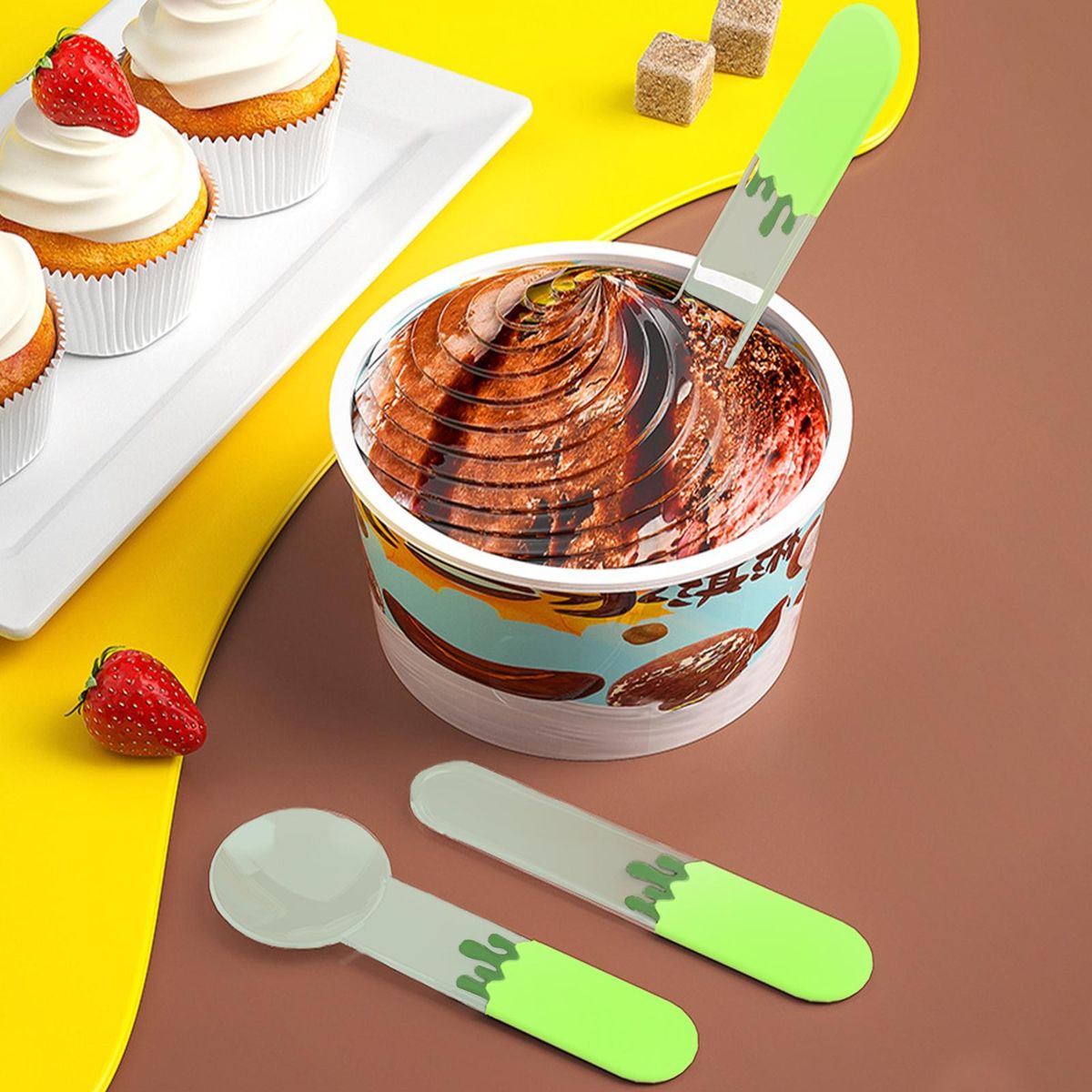 High-quality Dessert Spoon Set Versatile Food-grade Spoon Set for Home Green