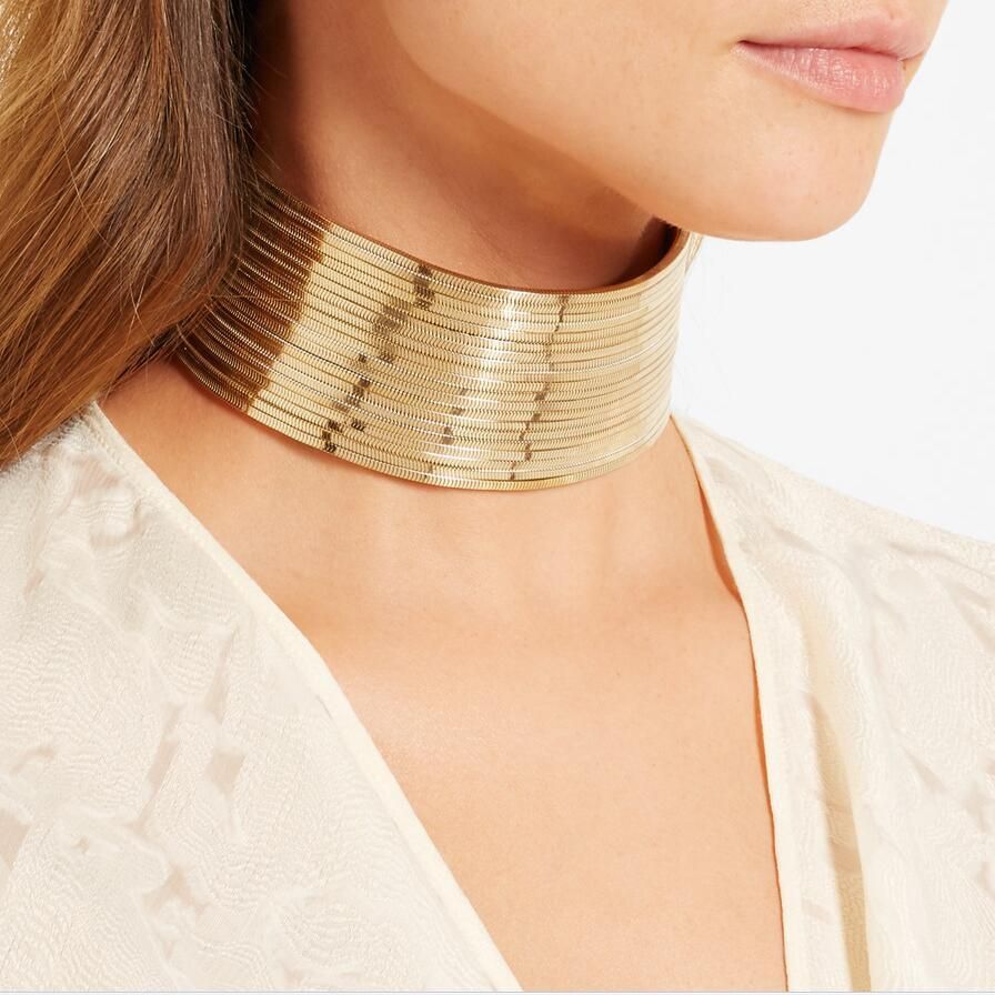 Women's Metallic Convertible Gold-Color Choker For Women Luxury Statement Bib Layers Pendant Necklace JURAN Fashion Jewelry
