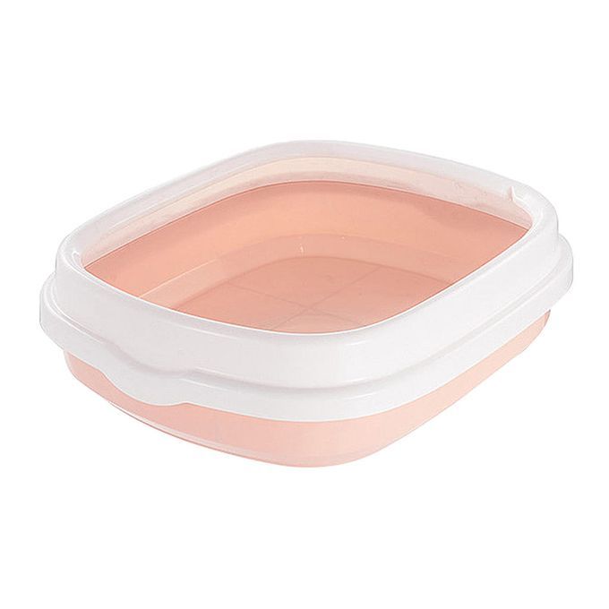 Cat Litter Box Pet Semi-Closed Litter Tray Pan Hooded Toilet Sand Pink