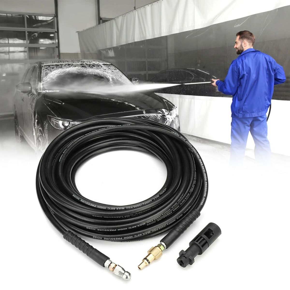 49FT/15M 5800PSI High Pressure Washer Drain Cleaning Water