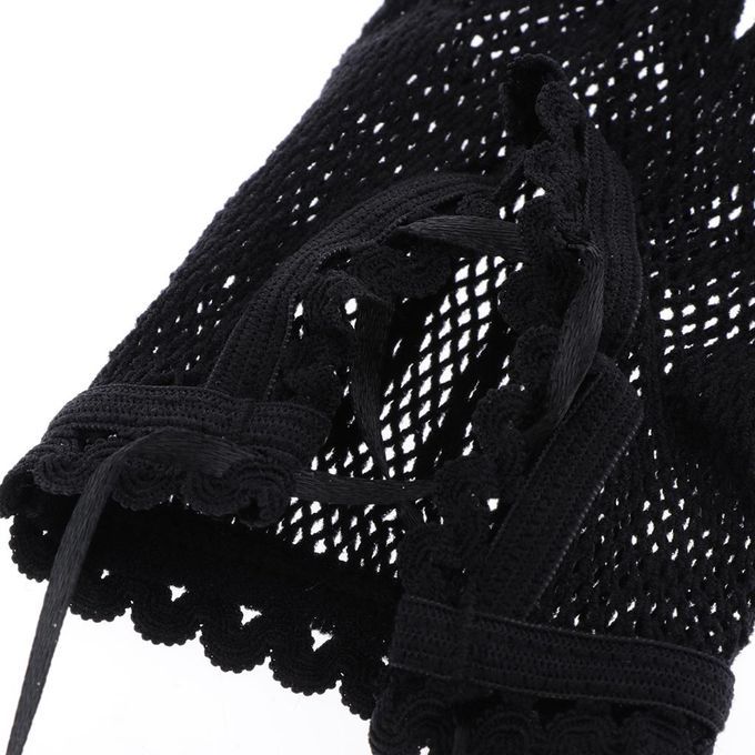 Women Fingerless Sexy Party Lace Mittens Mesh Nets Short