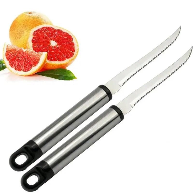 4pcs Fruit Spoon Stainless Steel Fruit Serving Spoon Grapefruit Spoons with 2 Grapefruit Peeler Fruit Vegetable kitchen Tools