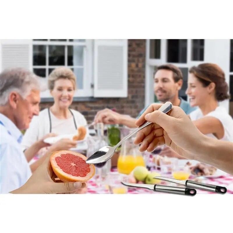 4pcs Fruit Spoon Stainless Steel Fruit Serving Spoon Grapefruit Spoons with 2 Grapefruit Peeler Fruit Vegetable kitchen Tools