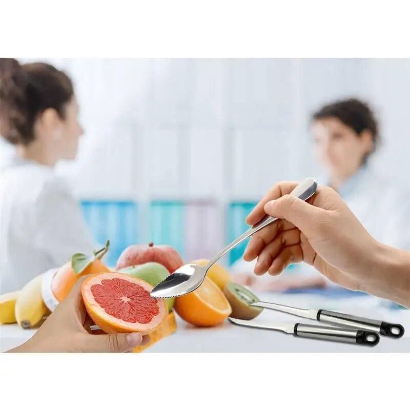 4pcs Fruit Spoon Stainless Steel Fruit Serving Spoon Grapefruit Spoons with 2 Grapefruit Peeler Fruit Vegetable kitchen Tools