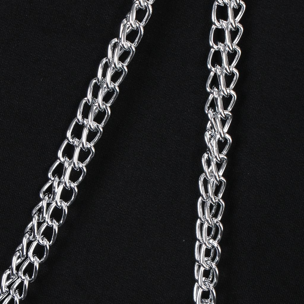 Women Teen Girl Etal Chain Hoodie Crop Top Long Sleeve Hooded M