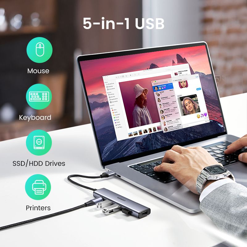 USB Hub, 4-Port USB 3.0 Hub Splitter With Powered For High Power Equipment