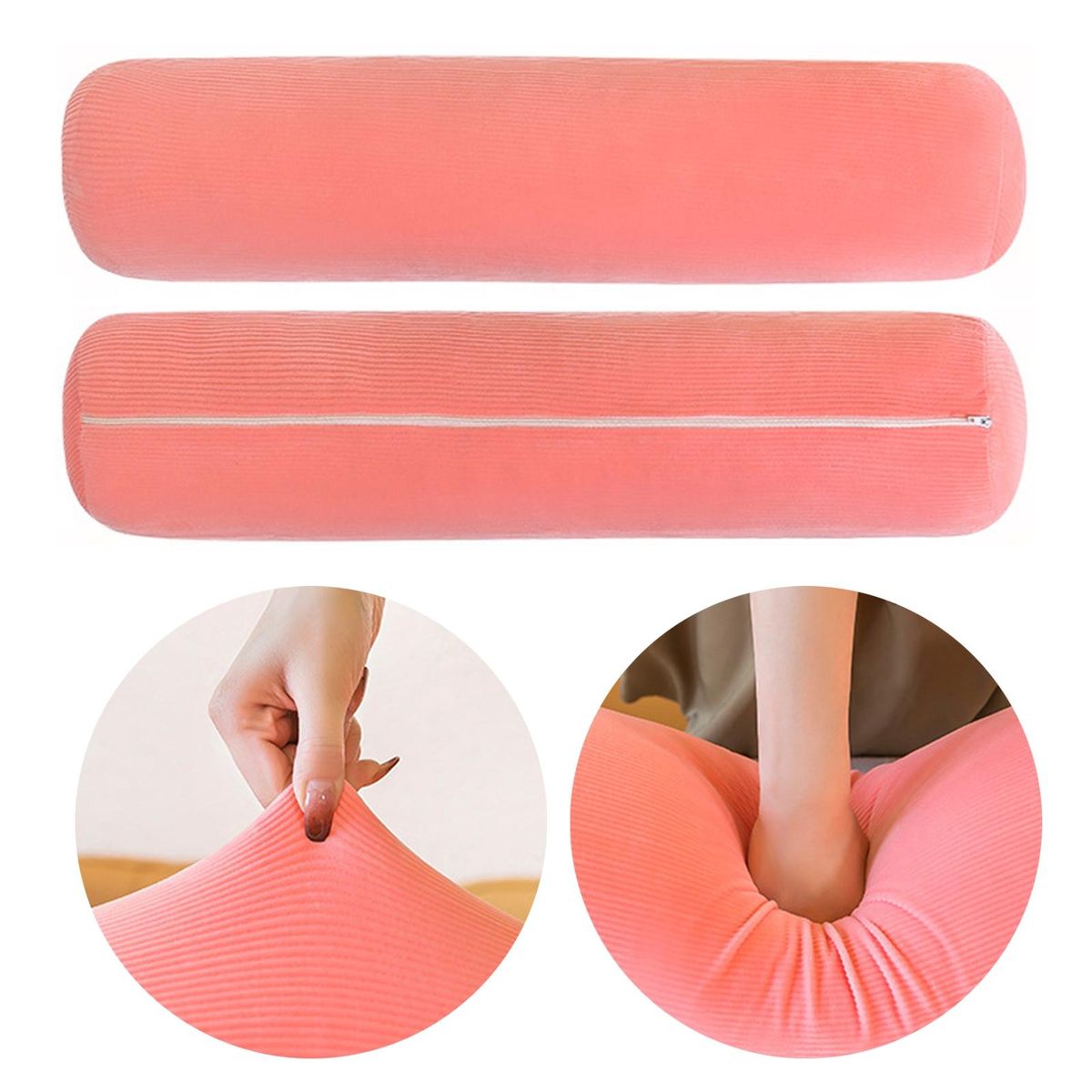 Sofa Plush Cushion Plush Cylindrical Throw Pillow Stuffed Toy Pink