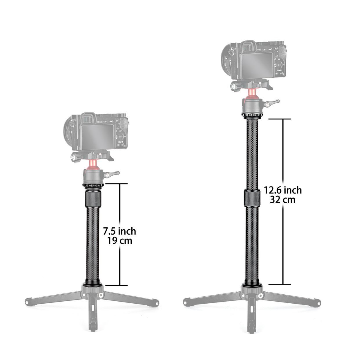 Universal Carbon Fiber Tripod Extension Pole 2-section
