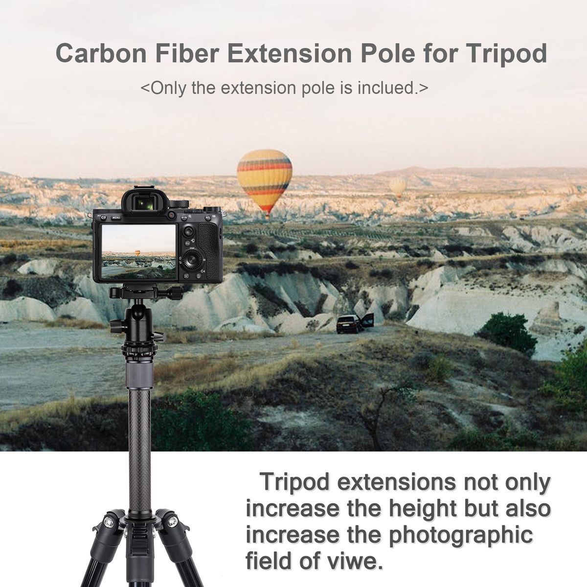 Universal Carbon Fiber Tripod Extension Pole 2-section