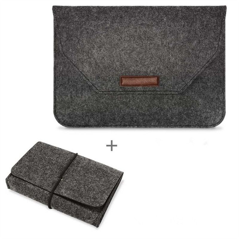 Portable Air Permeable Felt Sleeve Bag ForBook Laptop, With Power Storage Bag, Size:13 Inch(Black)