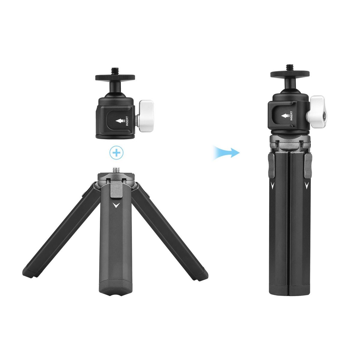 Mini Tripod Stand Sturdy Aluminum Alloy Tripod with Ball Head Cold Shoe Mount 1/4 Inch Screw for Cameras Cellphones Photography Light