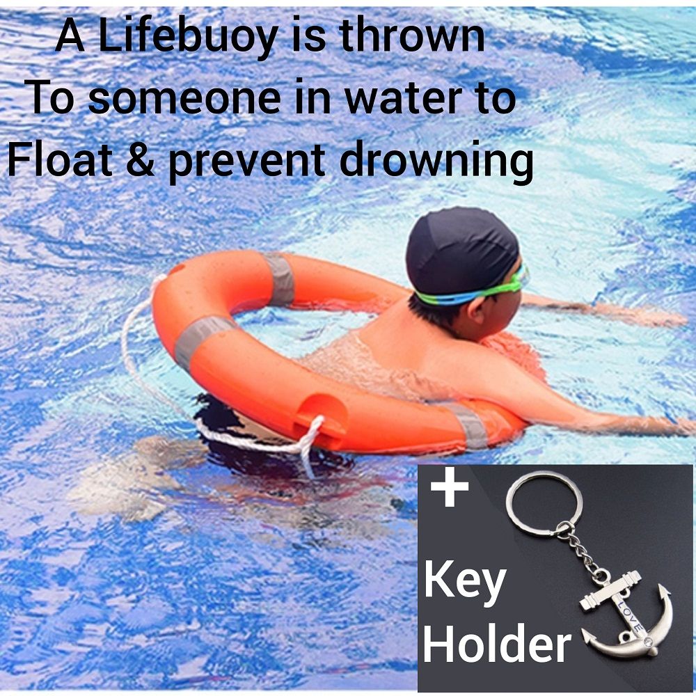 Onshore Boat Ship Swimming Pool Lifebuoy Life Saving  Lifeguard Rescue Flotation Buoyancy Ring Safety With Perimeter Rope + Key Holder
