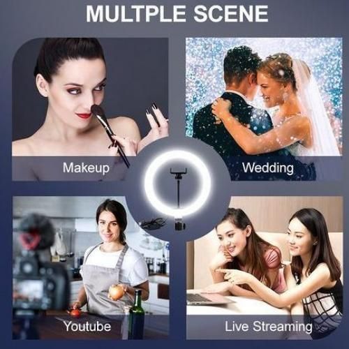 14" Inches Selfie Ring Light With Tripod Stand & Cell Phone Holder For Live Stream/Makeup, Led Camera Ringlight For YouTube Video/Photography Compatible With IPhone Android Phones (Upgraded)