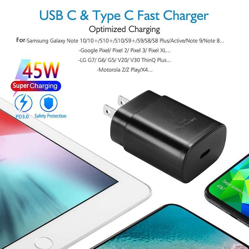 For Samsung Galaxy S21 S20 S10 Plus 45W PD Fast Charger  USB