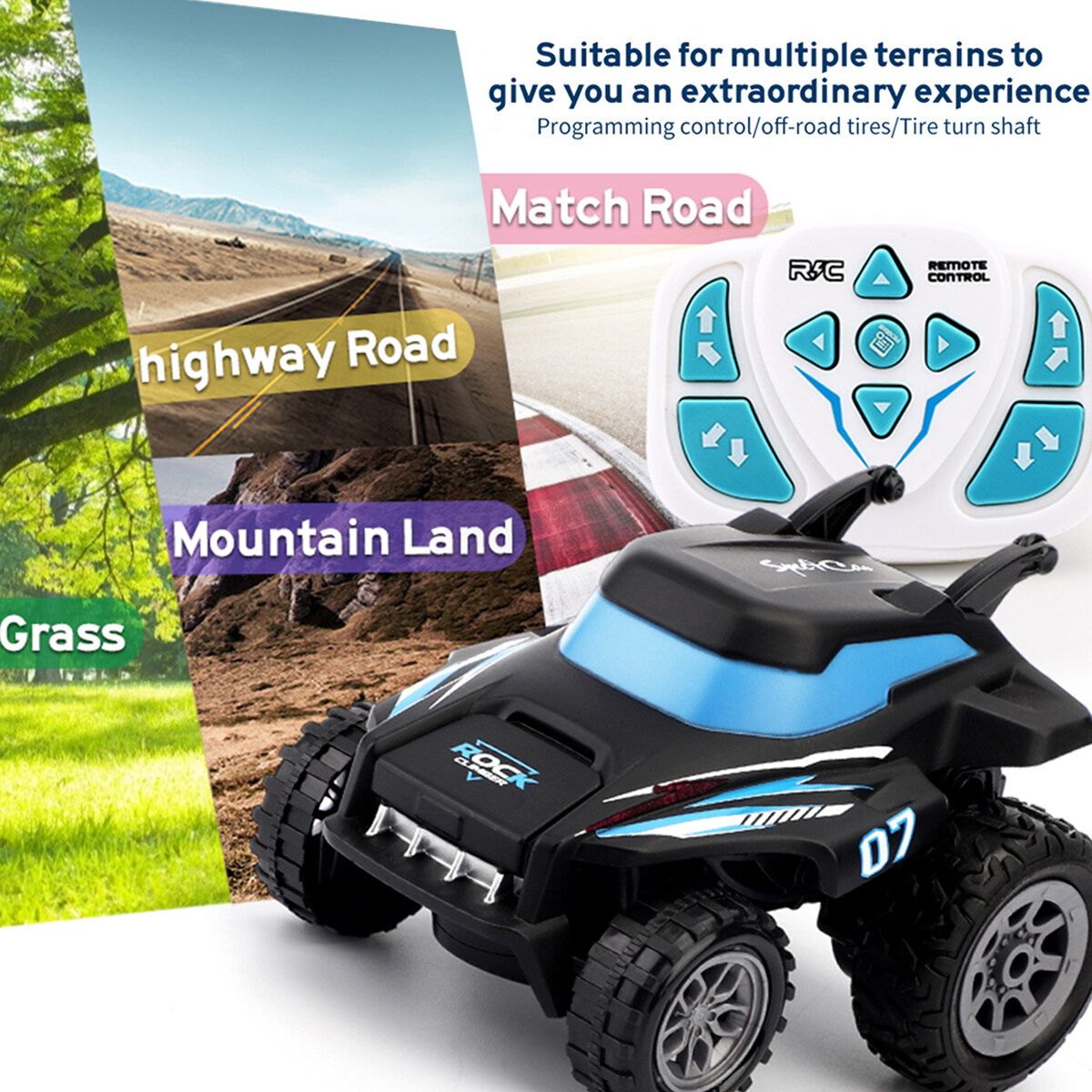 New 2.4GHz Waterproof Stunt Dump Truck With Watch Remote Control Programming Control Remote Control Car Toy Blue