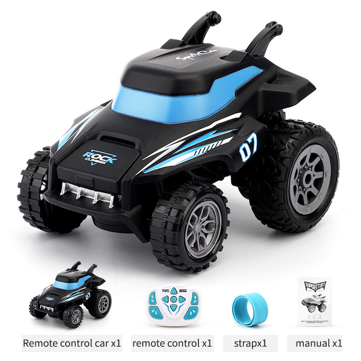 New 2.4GHz Waterproof Stunt Dump Truck With Watch Remote Control Programming Control Remote Control Car Toy Blue