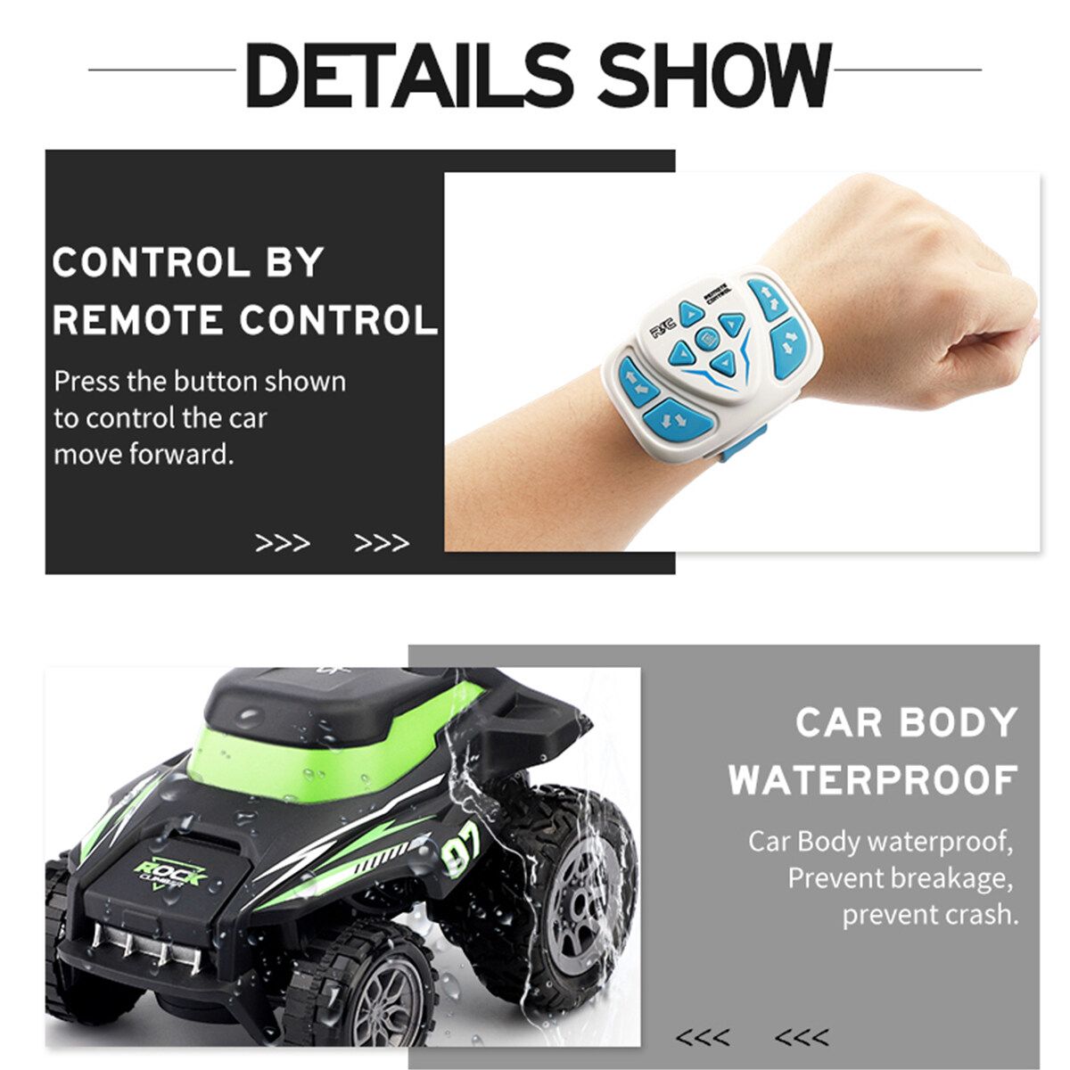 New 2.4GHz Waterproof Stunt Dump Truck With Watch Remote Control Programming Control Remote Control Car Toy Blue