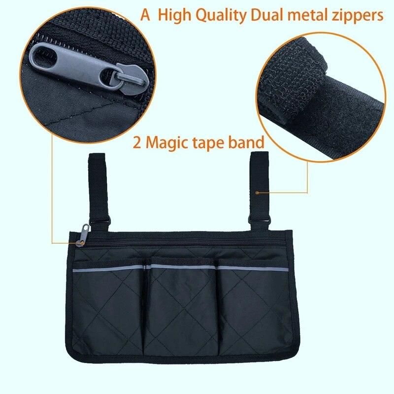 Wheelchair Side Bag for Back Wheelchair Storage Bag Pouch Fits Most Bed Rail Scooters Walker Power & Manual Electric Wheelchair