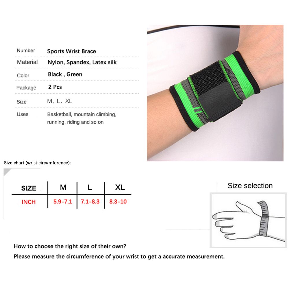 2-Pack Sports Wrist Brace Adjustable Compression Wristband