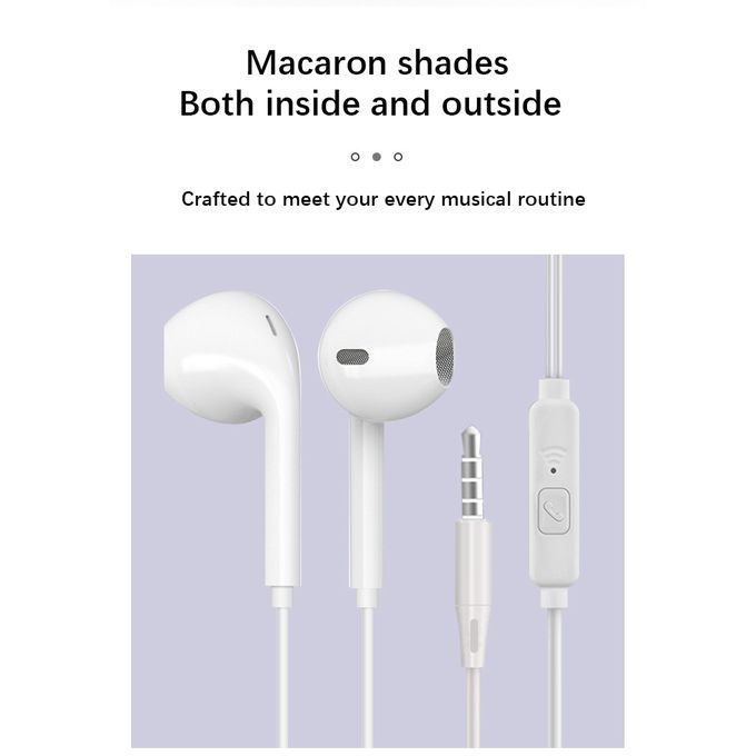 Earphone 3.5mm Wired Earphone Macaron Earphone Mic Audio Earphone