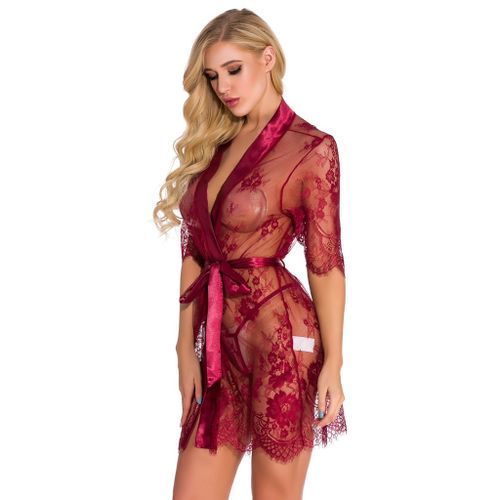 Ms Ragdoll Women Sexy Panties Lingerie V String Open Crotch Transparent Lace Underwear Crothless Underpants #Red)