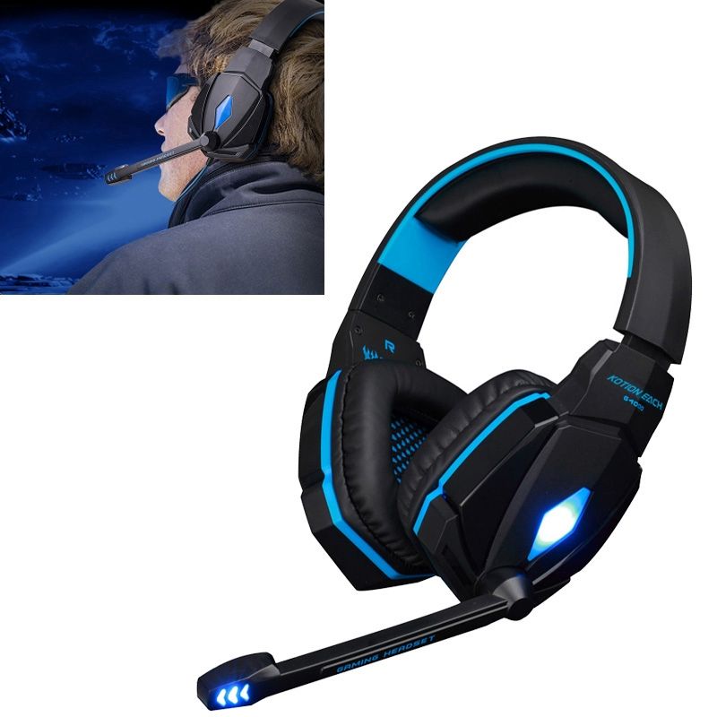 EACH G4000 Stereo Gaming Headset With Mic Volume Control & LED Light For Computer, Cable Length: 2.2m