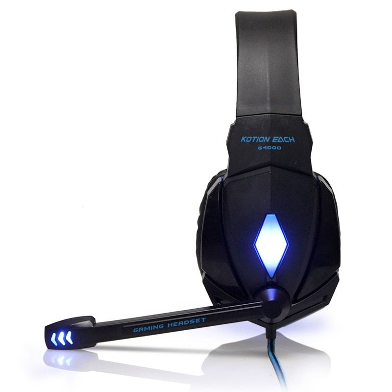EACH G4000 Stereo Gaming Headset With Mic Volume Control & LED Light For Computer, Cable Length: 2.2m