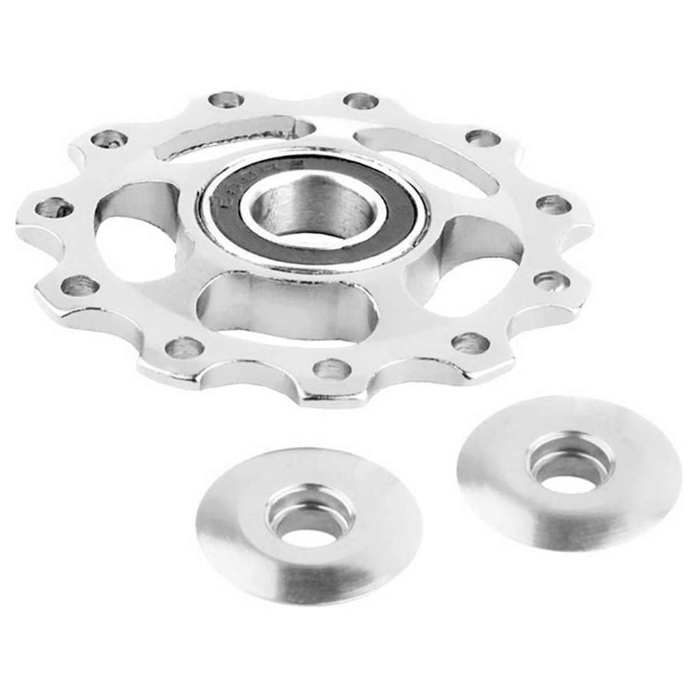 11T MTB Bicycle Rear Derailleur Jockey Wheels Jockey Wheel Ball Bearing Front Derailleur Guide Pulley, Silver
