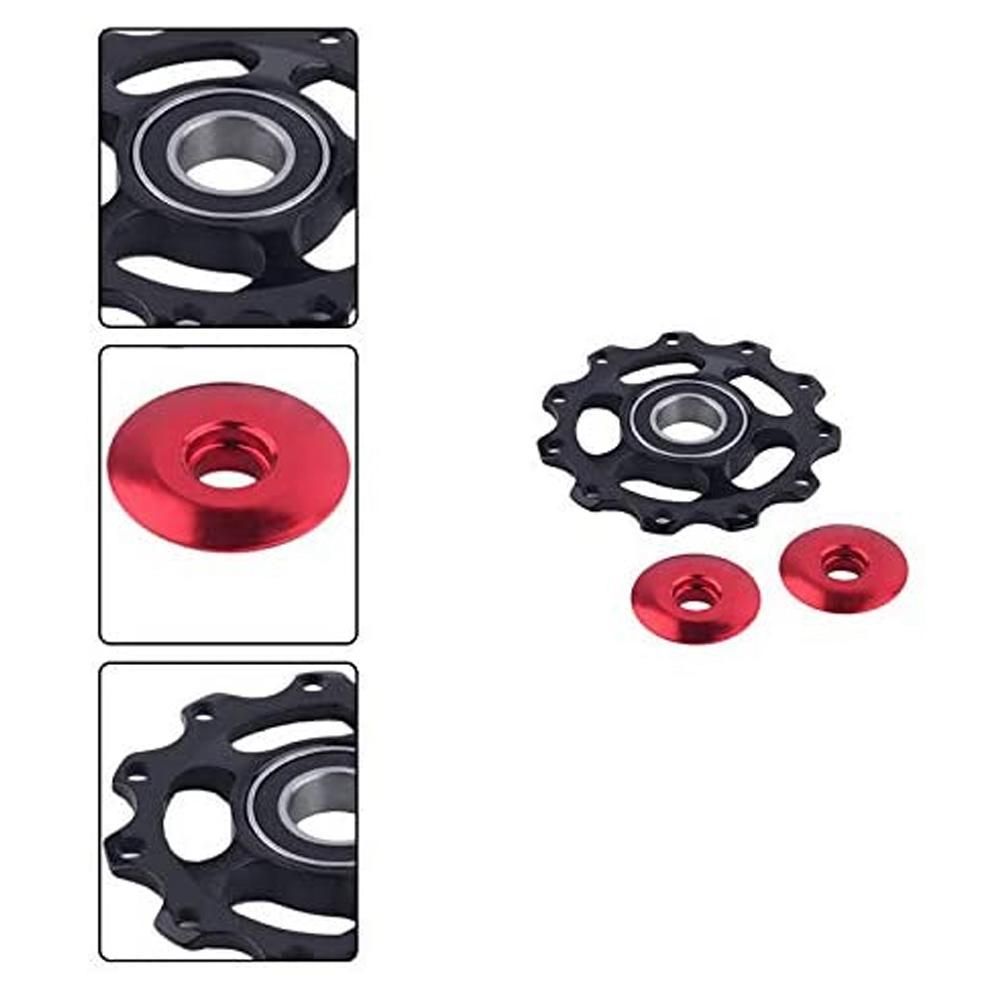 11T MTB Bicycle Rear Derailleur Jockey Wheels Jockey Wheel Ball Bearing Front Derailleur Guide Pulley, Silver