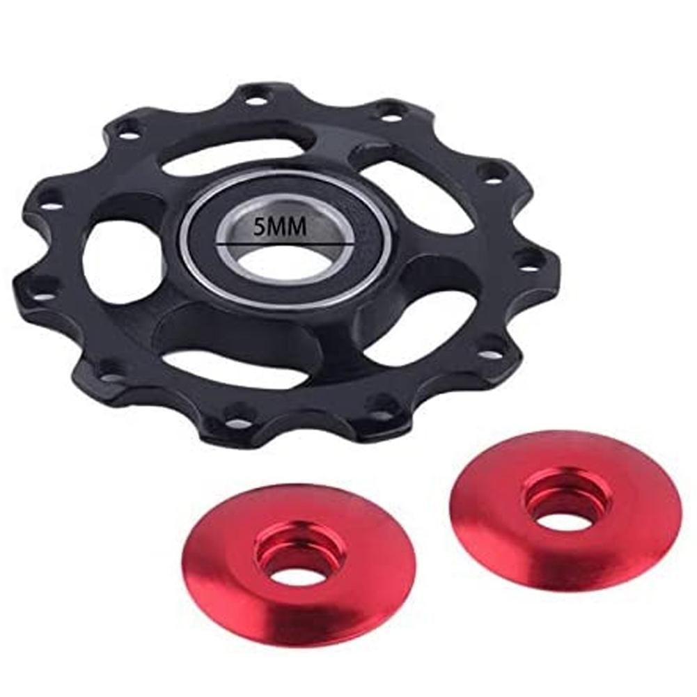 11T MTB Bicycle Rear Derailleur Jockey Wheels Jockey Wheel Ball Bearing Front Derailleur Guide Pulley, Silver