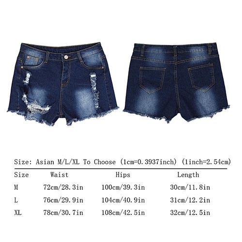 Women Girls Sexy Pants Summer Beach Casual Short Jeans High Waist Shorts XL (Color:As Firstt Picture)