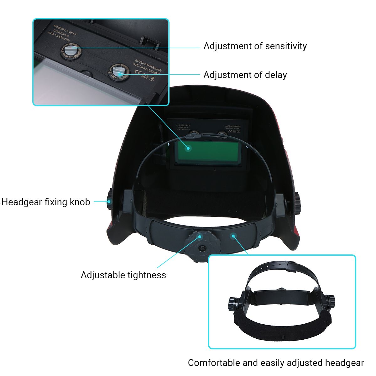 Welding Helmet Solar Powered Auto-Darkening Protective