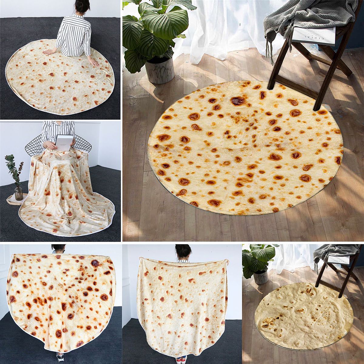Burritos Tortilla Blanket Giant Round Beach Blanket Soft