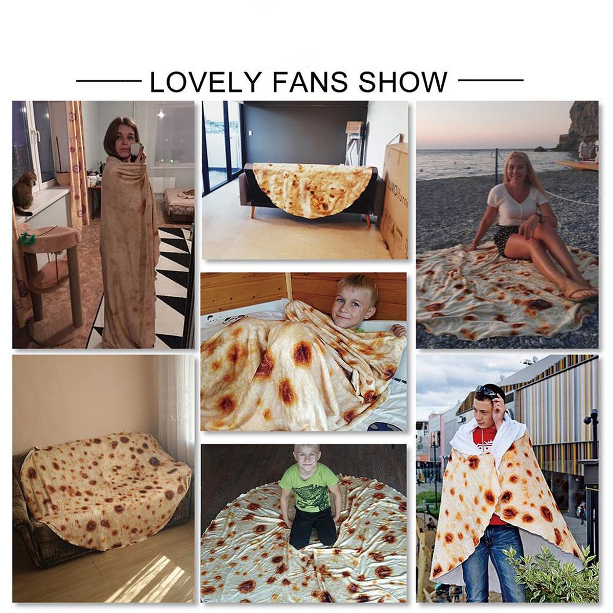 Burritos Tortilla Blanket Giant Round Beach Blanket Soft