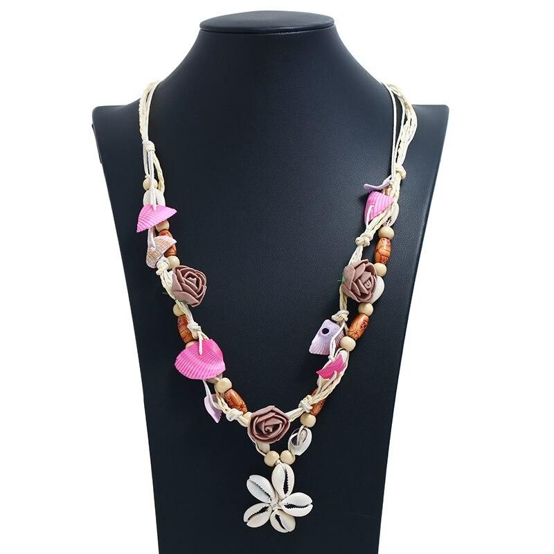 Bohemian Summer Beach Necklace Pendant Natural Sea Shells Pearl Charm Chain Necklace Boho Handmade Trendy Seashell Jewelry