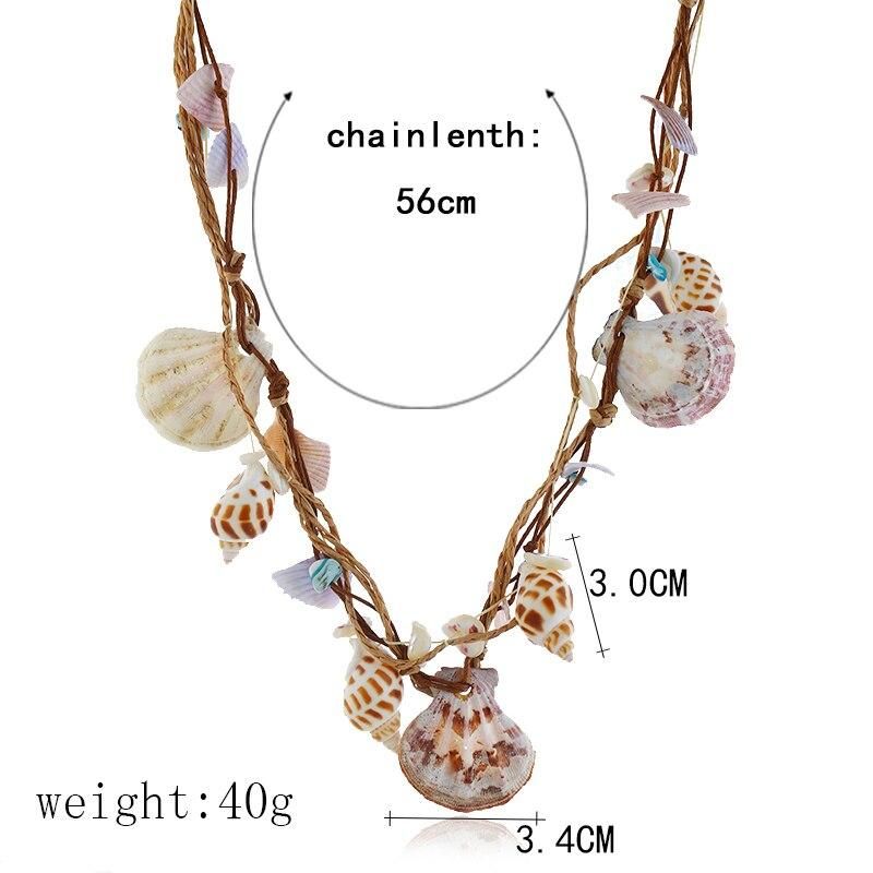 Bohemian Summer Beach Necklace Pendant Natural Sea Shells Pearl Charm Chain Necklace Boho Handmade Trendy Seashell Jewelry