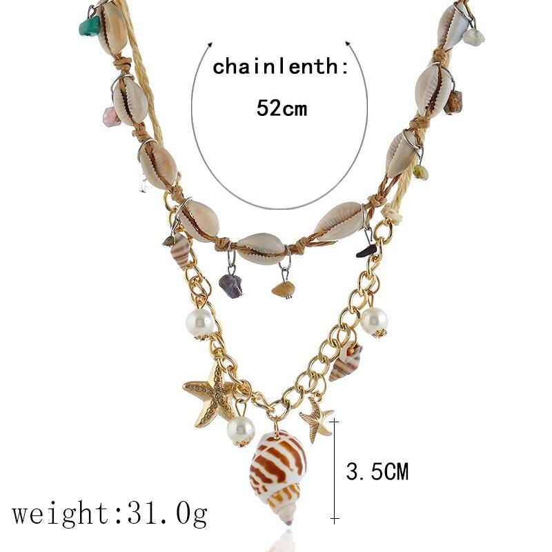 Bohemian Summer Beach Necklace Pendant Natural Sea Shells Pearl Charm Chain Necklace Boho Handmade Trendy Seashell Jewelry