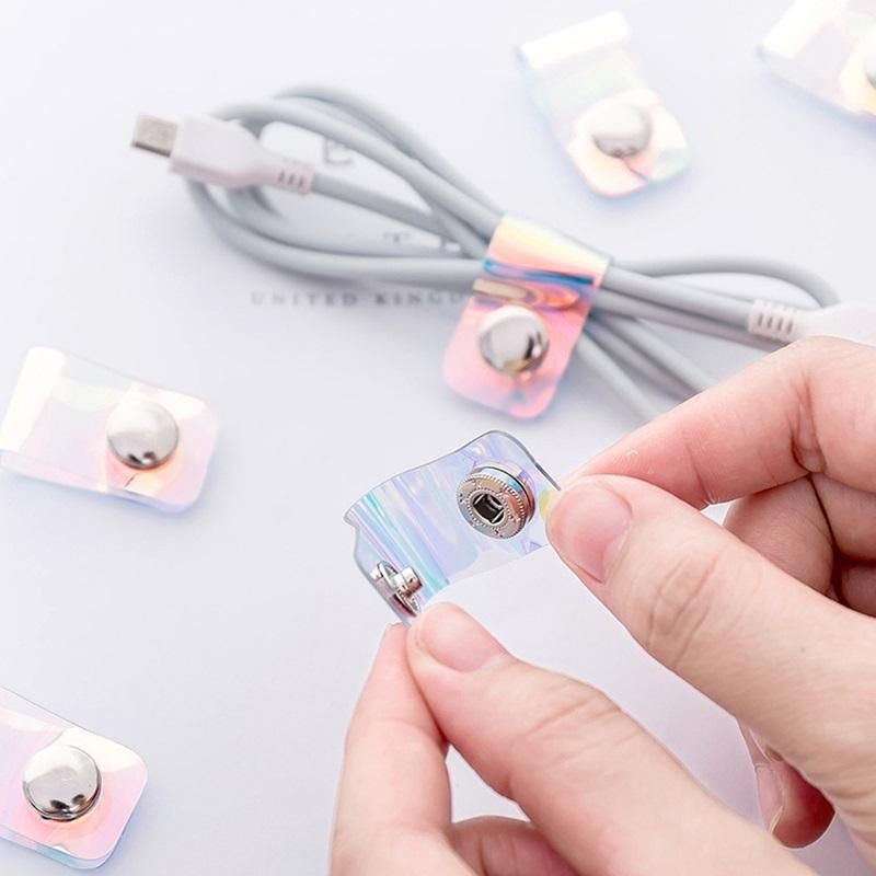 5 Pcs/lot Travel Accessories Laser Transparent Cable Winder Earphone Protector USB Phone Holder Accessory Packe Organizers