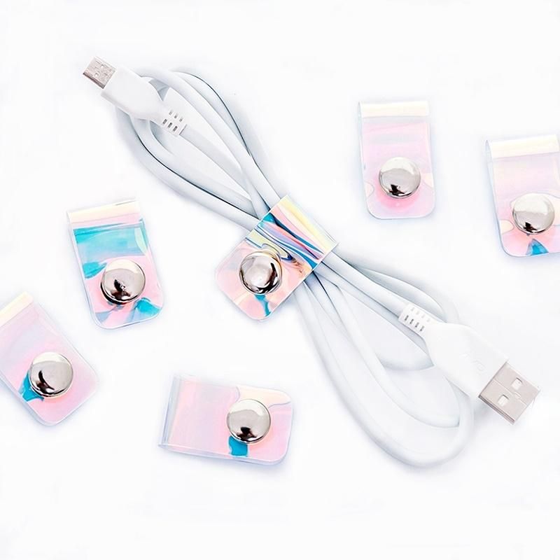 5 Pcs/lot Travel Accessories Laser Transparent Cable Winder Earphone Protector USB Phone Holder Accessory Packe Organizers