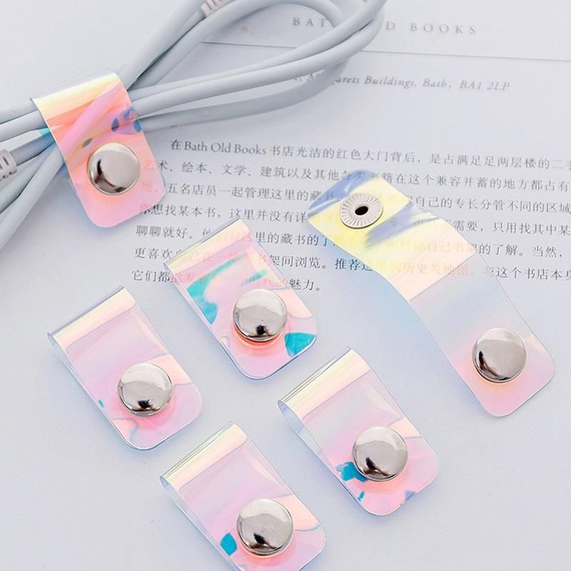 5 Pcs/lot Travel Accessories Laser Transparent Cable Winder Earphone Protector USB Phone Holder Accessory Packe Organizers