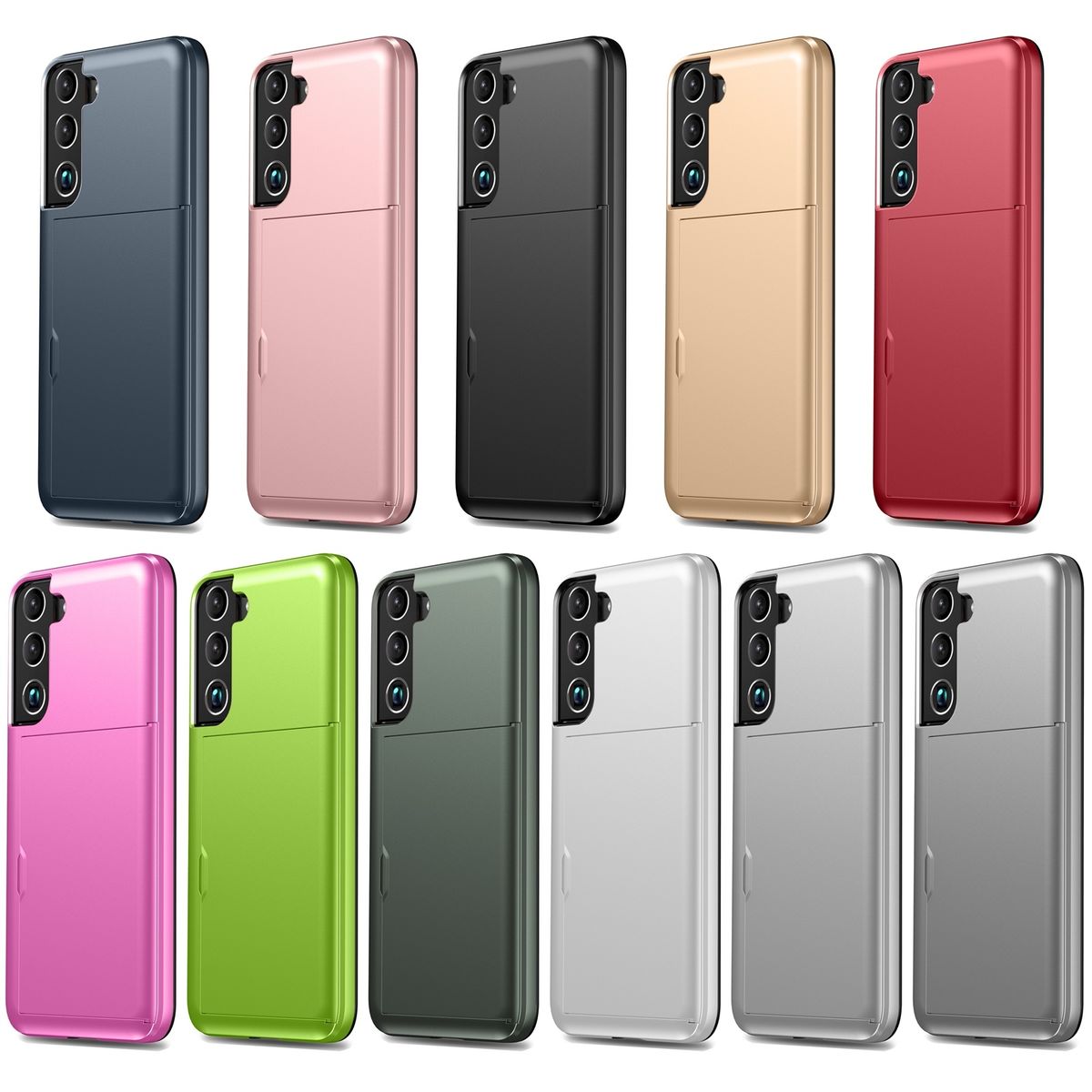 For Samsung Galaxy S22+ 5G Shockproof Armor Phone Case With Card Slot(Silver)