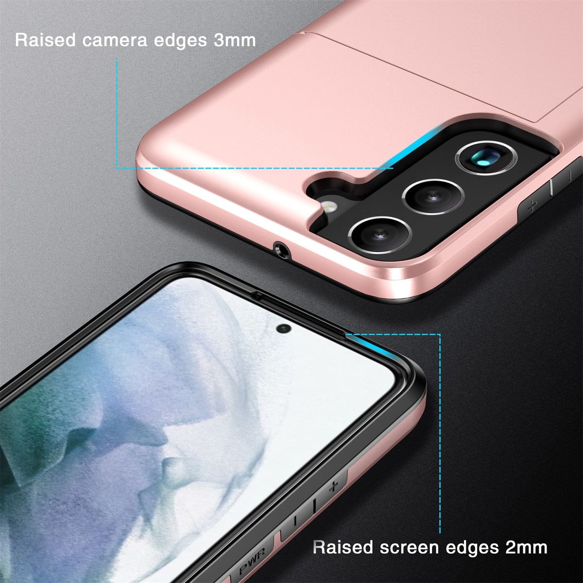 For Samsung Galaxy S22+ 5G Shockproof Armor Phone Case With Card Slot(Silver)