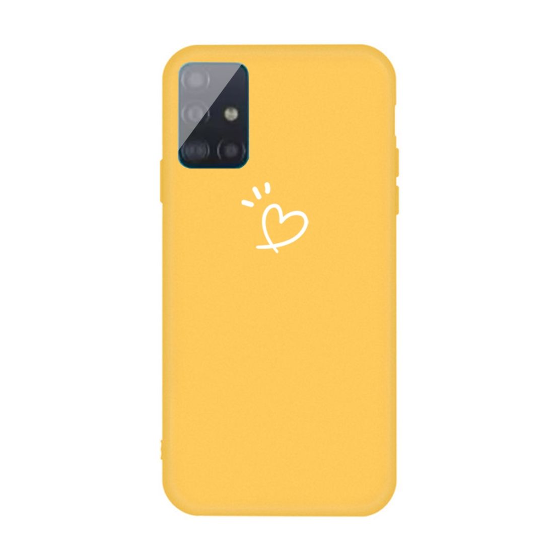 For Galaxy A71 Love Heart Pattern Frosted TPU Protective Case(Yellow)