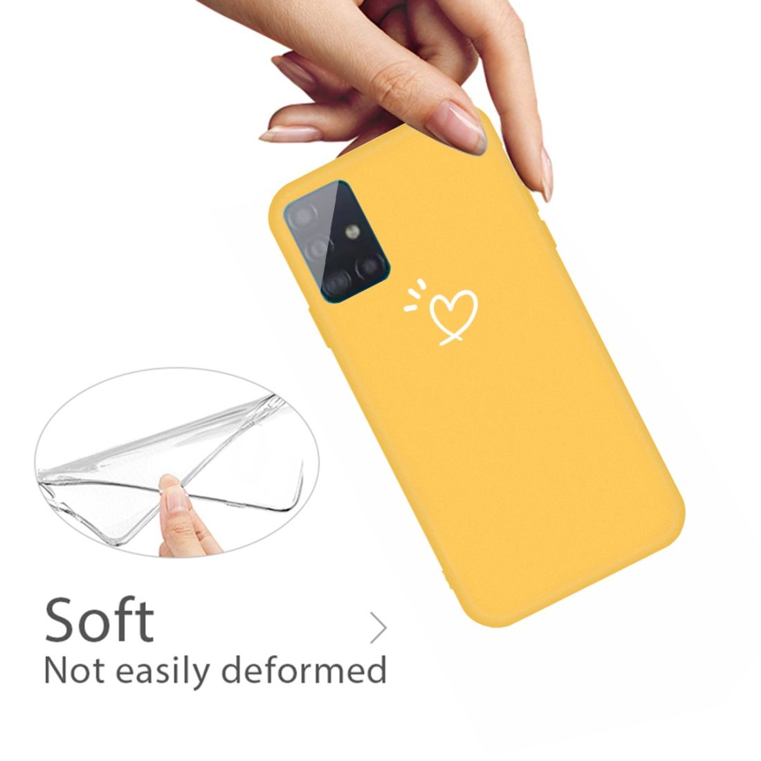 For Galaxy A71 Love Heart Pattern Frosted TPU Protective Case(Yellow)