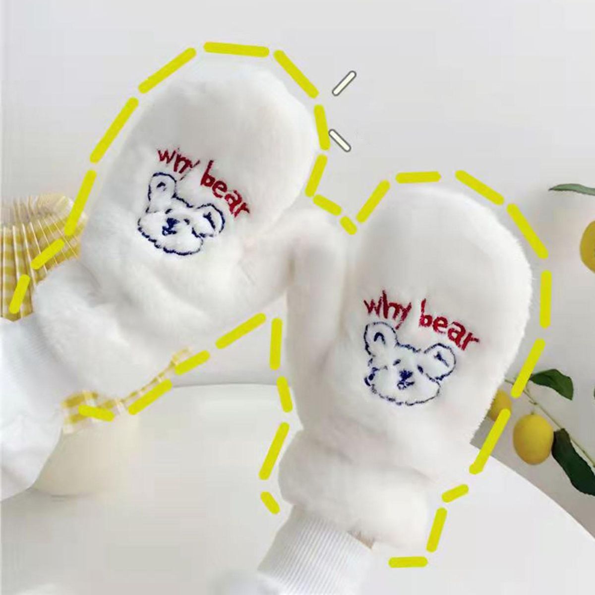 1 Pair Ladies Mittens Cold Winter Ladies White