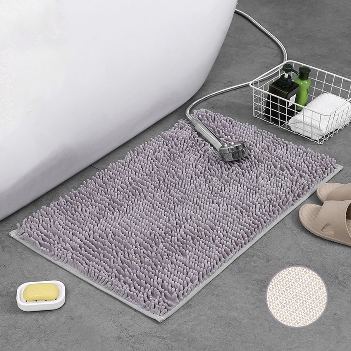 Floor Mat Shower Toilet Hallway Short Velvet Floor Rug Grey