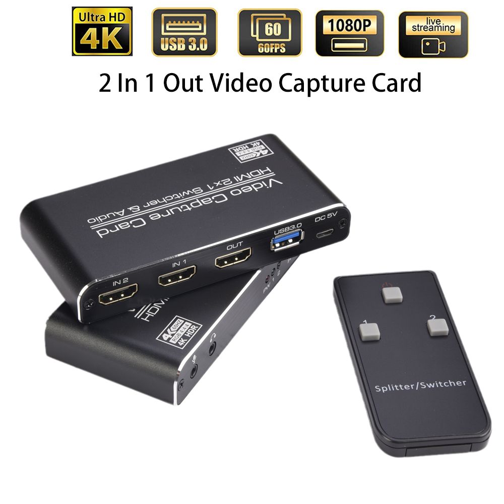 Ultra 4K@60fps USB Video Card USB 3.0 Game Capture Card 2 In 1 HDMI Loopout HDMI Switcher For Game Live Streaming Youtube PS4